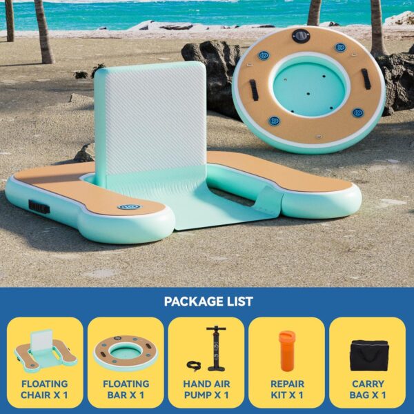 Round Inflatable Floating Dock, Sunchill Float Ring, Hammock Tanning Pool with 4in Woven Fabric, Manual Pump for 1-2 Min Quick Inflate/Deflate, Fits 2-8, Ideal for Lakes, Pools, Oceans - Image 57
