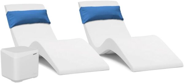 Classic White - in-Pool Chaise Lounger – Designed for Water Depths Up to 9” – Aqua Outdoors – Set of 2 – Compatible with All Pool Types - Poolside & Sun Deck Tanning - Image 2