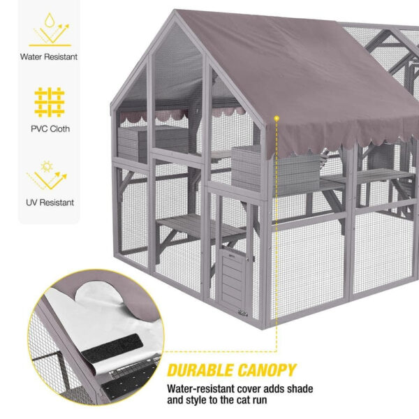 Morgete Luxury Outdoor Cat House: Spacious 56.54ft2 Enclosure with Platforms & Weatherproof Cover - Image 5