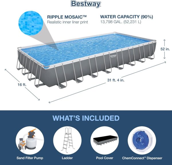 Bestway Oval Above Ground Pool Set (10' x 6'7" x 33")| Includes Filter Pump & ChemConnect Dispenser - Image 48