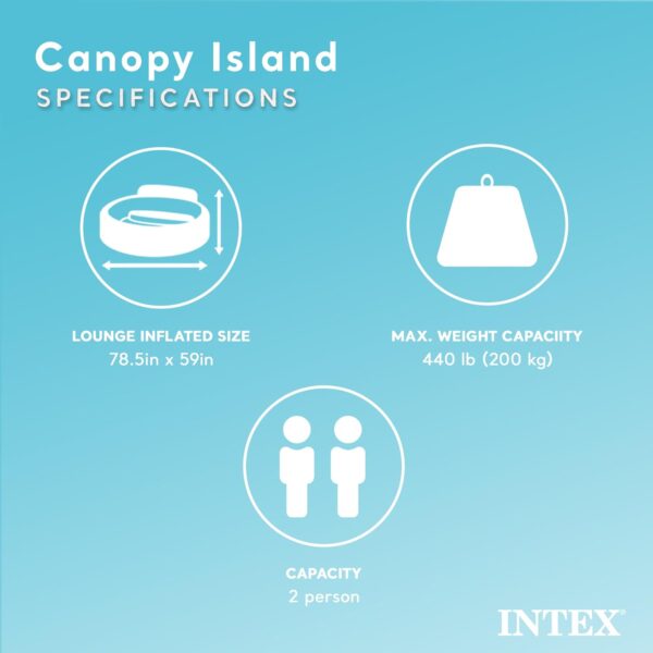 58292EP Canopy Island Inflatable Pool Float: Comfortable Lounge Surface – Built-in Cup Holders – Detachable Sunshade – 440lb Max Weight Capacity – 78.5" x 59" - Image 5