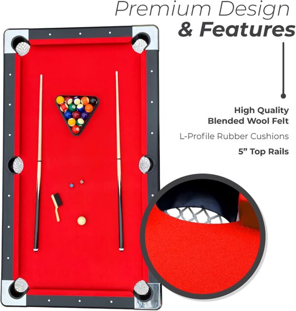 Hathaway Fairmont 6 Ft Portable Pool Table, Adults Folding Billiards Tables for Game Room with Easy Foldable Storage, Includes Full Set of Billiard Balls, Cues, Chalk & Brush - Image 13