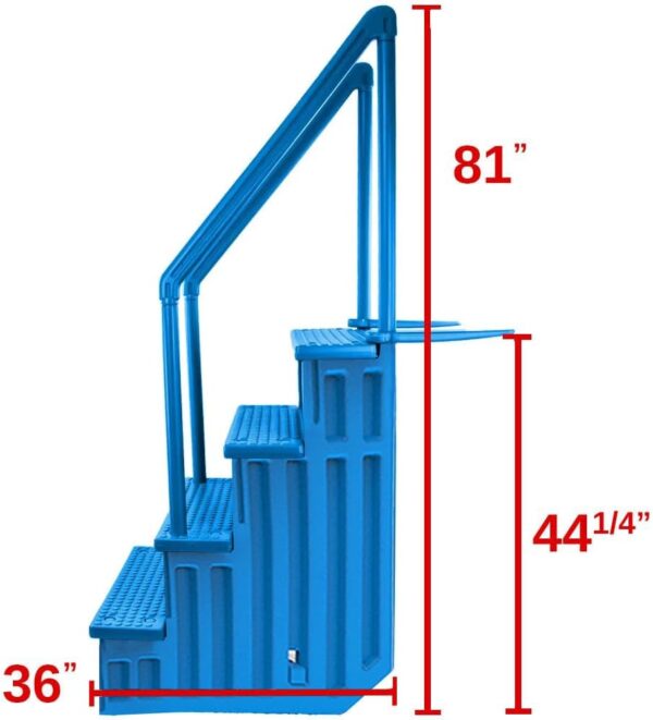 Select Anti-Slip in-Pool Steps | Gray | for Above Ground Swimming Pools | Can Mount to Decks 48′′ to 54′′ H | Safety Stairs Capacity Up to 300 lbs - Image 75