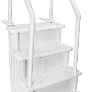 Select Above Ground Anti-Slip Pool Steps to Deck | Safety Swimming Pool Ladder | Designed for Above Ground Swimming Pools | Holds Up to 400 Pounds | White