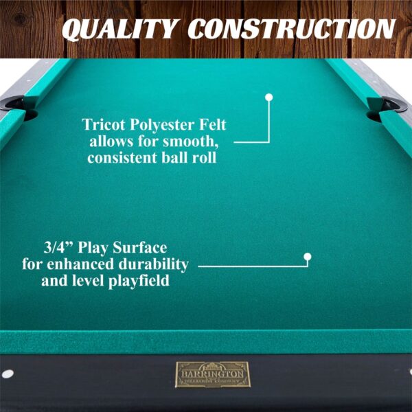 84′′ Arcade Pool Table with Bonus Dartboard Set, Green - Image 4