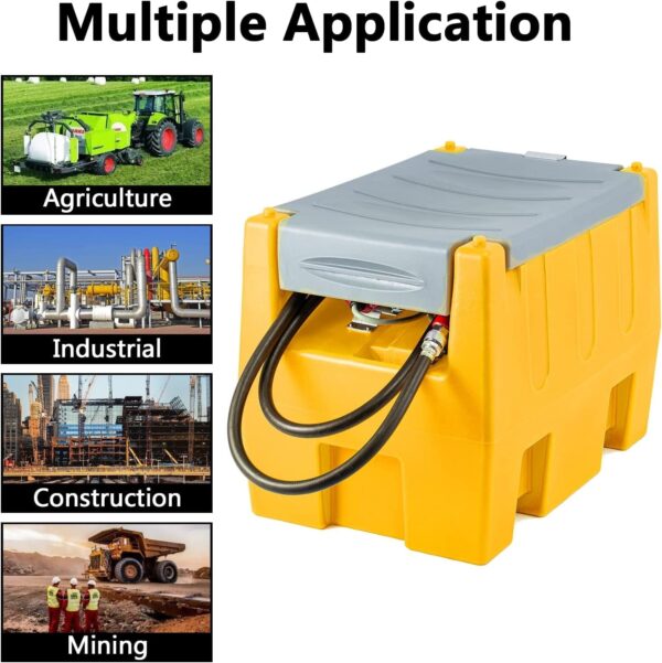 58 Gallon Gasoline Tank, Portable Fuel Tank with 12V Electric Fuel Transfer Pump, 40 GPM Gasoline Fuel Tank with 4 Meters Hose for Gasoline Transportation (Yellow, 58 gal) - Image 7