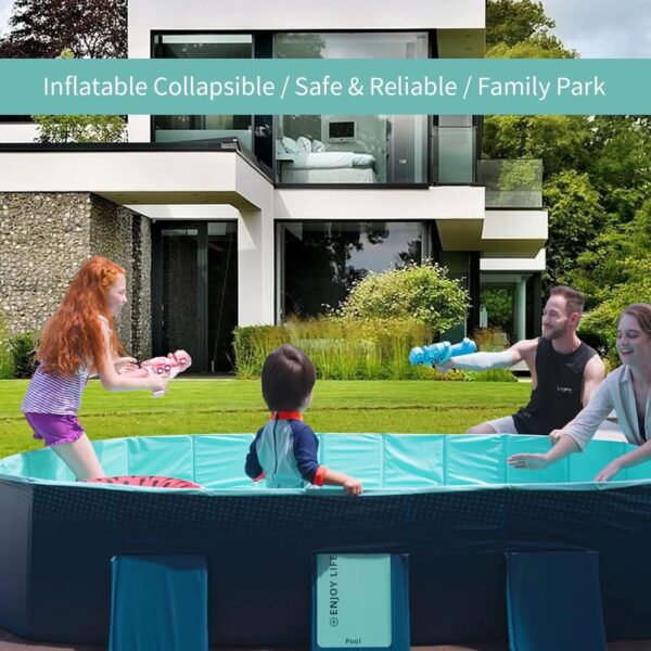 Foldable Non-Inflatable Kids' and Adults' Outdoor Swimming Pool - Hard Plastic Shell, Kid Pool for Backyard Dog Pools (158" x 76" x 20") - Image 3
