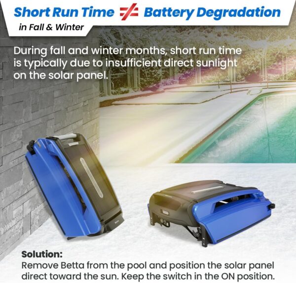 Betta SE Solar Powered Automatic Robotic Pool Surface Skimmer Cleaner with 30-Hour Continuous Cleaning Battery Power and Re-Engineered Twin Salt Chlorine Tolerant Motors (Blue) - Image 15