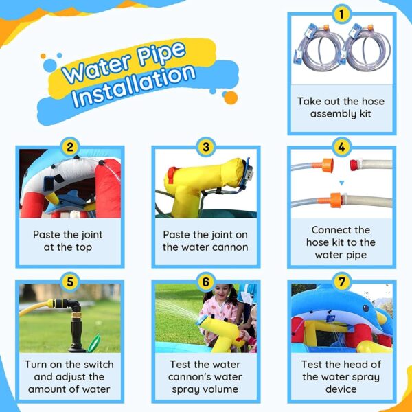 Inflatable Bounce House with Double Slide,Dolphin Styling,Splashing Pool,Double Water Cannon,Climbing Wall,Heavy Duty GFCI Blower,Inflatable Water Park Slide for Kids Backyard Summer - Image 7