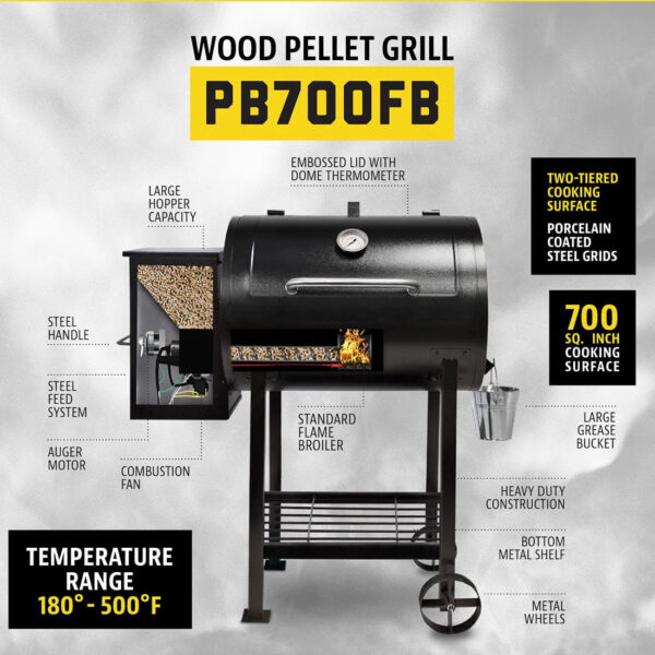 Pit Boss 700FB Wood Fired Pellet Grill with Flame Broiler, 700 Sq. In. Cooking Space - Image 10