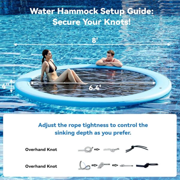 Round Inflatable Floating Dock, Sunchill Float Ring, Hammock Tanning Pool with 4in Woven Fabric, Manual Pump for 1-2 Min Quick Inflate/Deflate, Fits 2-8, Ideal for Lakes, Pools, Oceans - Image 106