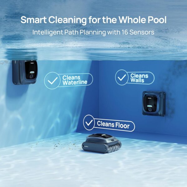 Beatbot AquaSense 2 Cordless Robotic Pool Vacuum Cleaner, Smart Surface Parking, Double-Pass Waterline Scrubbing, Cleans Floor, Walls, and Waterline, Above & In-Ground Pools up to 3,230 sq.ft - Blue - Image 9