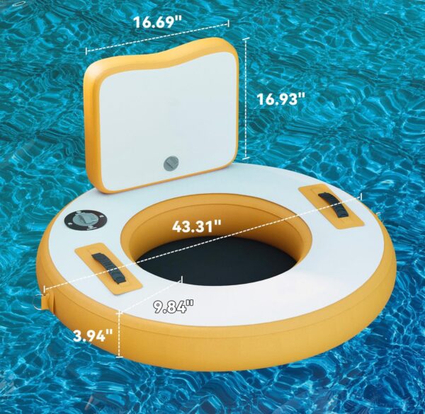 Round Inflatable Floating Dock, Sunchill Float Ring, Hammock Tanning Pool with 4in Woven Fabric, Manual Pump for 1-2 Min Quick Inflate/Deflate, Fits 2-8, Ideal for Lakes, Pools, Oceans - Image 20