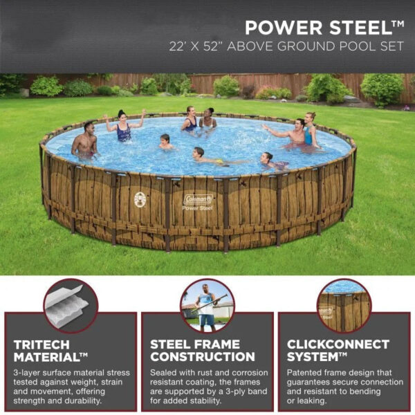 22' x 52" Round Above Ground Pool Set - Image 2