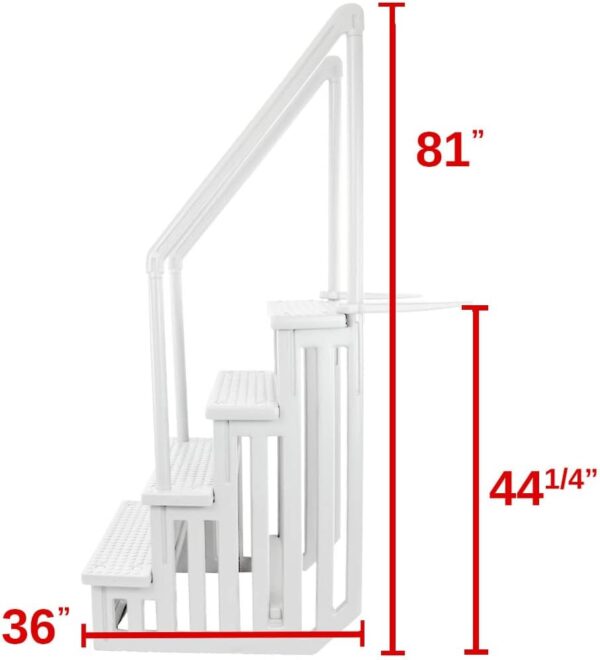 Select Anti-Slip in-Pool Steps | Gray | for Above Ground Swimming Pools | Can Mount to Decks 48′′ to 54′′ H | Safety Stairs Capacity Up to 300 lbs - Image 34