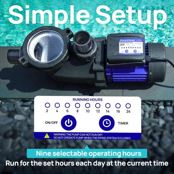 In/Above Ground Pool Pump, High Flow (with Timer, 2HP, 8917 GPH, 220V) - Image 12
