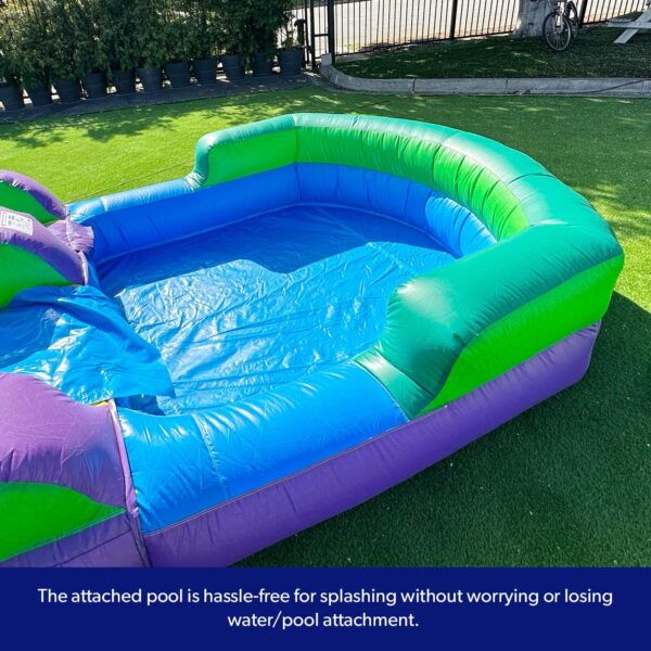 16’ Purple Tropical Lightweight Premium Commercial Grade Water Slide Inflatable with Attached Pool for Kids and Adults (with Blower), Wet Dry Use, Summer Fun - Image 5