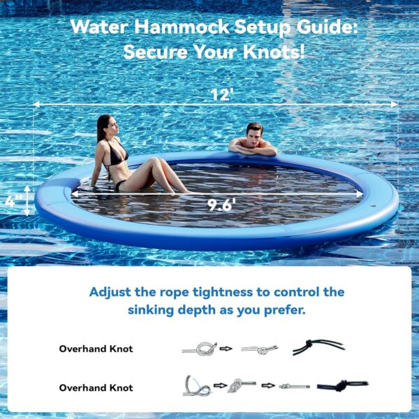Round Inflatable Floating Dock, Sunchill Float Ring, Hammock Tanning Pool with 4in Woven Fabric, Manual Pump for 1-2 Min Quick Inflate/Deflate, Fits 2-8, Ideal for Lakes, Pools, Oceans - Image 45