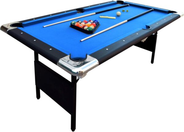 Hathaway Fairmont 6 Ft Portable Pool Table, Adults Folding Billiards Tables for Game Room with Easy Foldable Storage, Includes Full Set of Billiard Balls, Cues, Chalk & Brush - Image 3