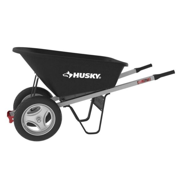 6 Cu. Ft. Poly Dual Wheel Wheelbarrow with Flat-Free Tires - Image 2