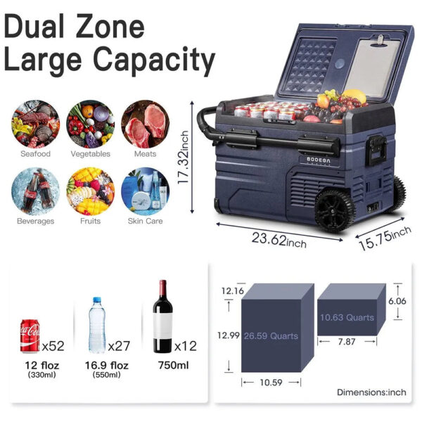 12 Volt 37 Qt. Portable Car Refrigerator, Car Freezer for Outdoor, Camping, Travel, RV,APP Control - Image 10