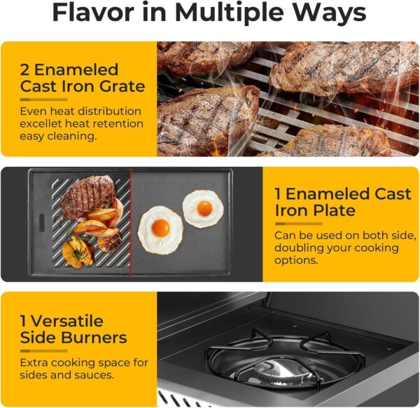 3 & 4-Burner Propane Gas Grills with Side Burners, for Outdoor Cooking, BBQ, Patio, Camping - Image 11
