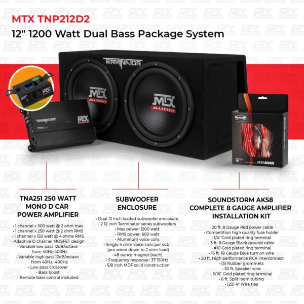 12′′ 1200W Dual Car Subwoofer Package with Amplifier & Installation Kit - Image 8