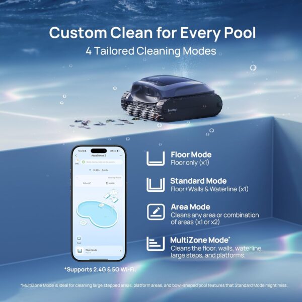 Beatbot AquaSense 2 Cordless Robotic Pool Vacuum Cleaner, Smart Surface Parking, Double-Pass Waterline Scrubbing, Cleans Floor, Walls, and Waterline, Above & In-Ground Pools up to 3,230 sq.ft - Blue - Image 7