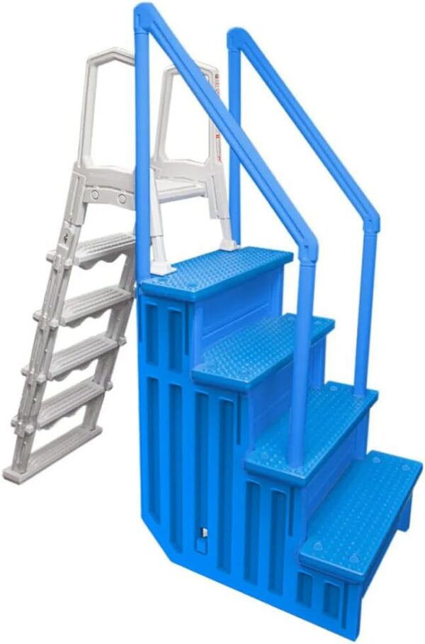 Select Anti-Slip in-Pool Steps | Gray | for Above Ground Swimming Pools | Can Mount to Decks 48′′ to 54′′ H | Safety Stairs Capacity Up to 300 lbs - Image 74