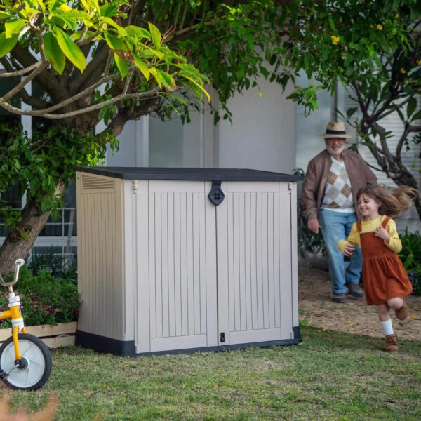 Keter Store-It-Out Midi 30-Cu Ft All-Weather Resin Storage Shed, Beige - Image 3