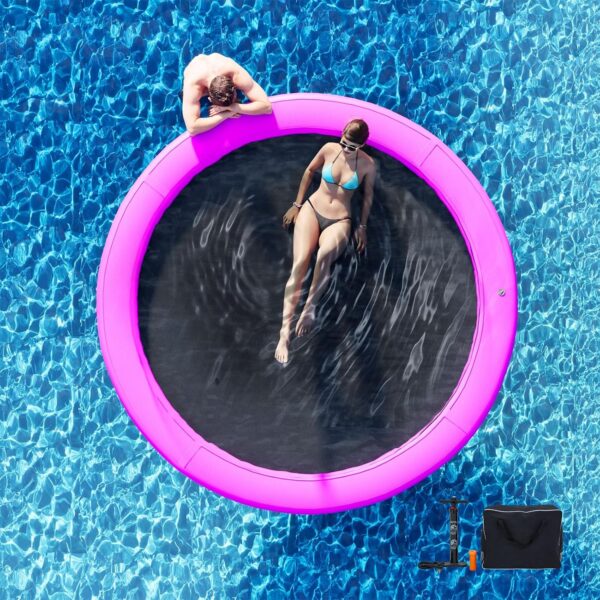 Round Inflatable Floating Dock, Sunchill Float Ring, Hammock Tanning Pool with 4in Woven Fabric, Manual Pump for 1-2 Min Quick Inflate/Deflate, Fits 2-8, Ideal for Lakes, Pools, Oceans - Image 17