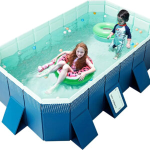 Foldable Non-Inflatable Kids' and Adults' Outdoor Swimming Pool - Hard Plastic Shell, Kid Pool for Backyard Dog Pools (158" x 76" x 20")