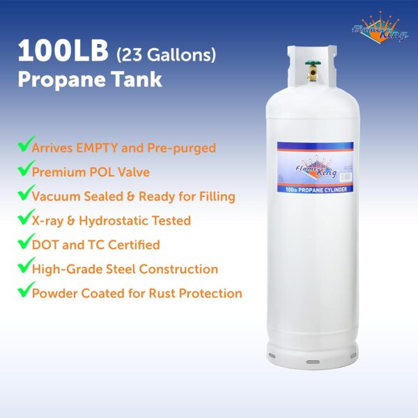 Steel Propane Tank Cylinder with POL Valve and Collar, Great for Mixed Heating Systems, Home fireplaces, Dryers and Grills-Flame King - Image 10