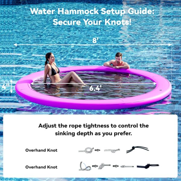 Round Inflatable Floating Dock, Sunchill Float Ring, Hammock Tanning Pool with 4in Woven Fabric, Manual Pump for 1-2 Min Quick Inflate/Deflate, Fits 2-8, Ideal for Lakes, Pools, Oceans - Image 95