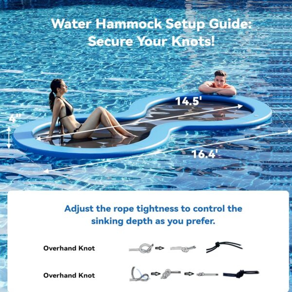 Round Inflatable Floating Dock, Sunchill Float Ring, Hammock Tanning Pool with 4in Woven Fabric, Manual Pump for 1-2 Min Quick Inflate/Deflate, Fits 2-8, Ideal for Lakes, Pools, Oceans - Image 70