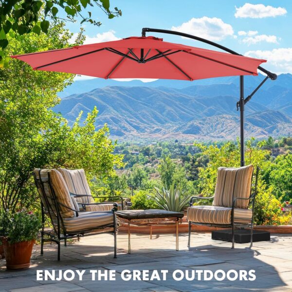 9.8FT Offset Patio Umbrella Hanging Cantilever Umbrella Outdoor Sun Shade with Easy Tilt Adjustment, 8 Ribs, UV Protection for Backyard, Lawn, Garden and Pool, Blue - Image 19