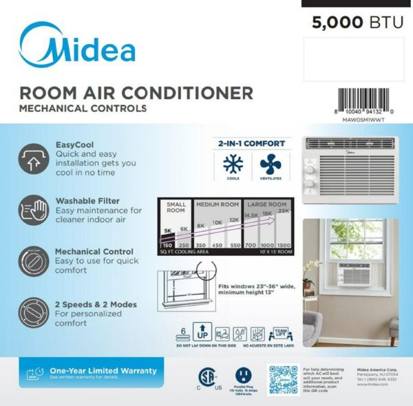 5,000 BTU Mechanical Window Air Conditioner, 2 Fan Speeds, UL Listed - Image 8
