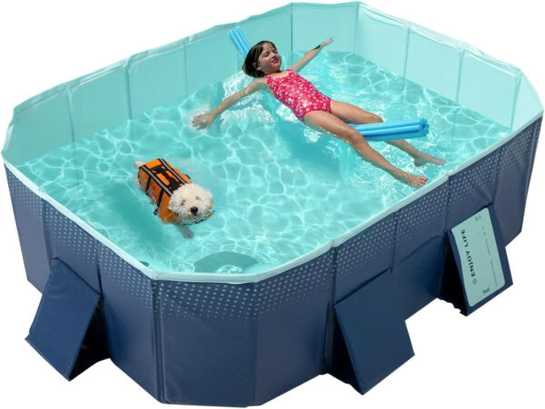 Foldable Non-Inflatable Kids' and Adults' Outdoor Swimming Pool - Hard Plastic Shell, Kid Pool for Backyard Dog Pools (158" x 76" x 20") - Image 2