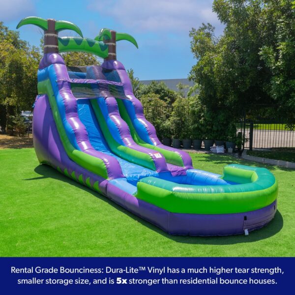 16’ Purple Tropical Lightweight Premium Commercial Grade Water Slide Inflatable with Attached Pool for Kids and Adults (with Blower), Wet Dry Use, Summer Fun - Image 4