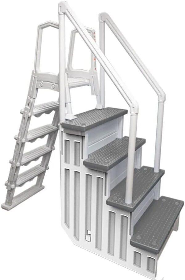 Select Anti-Slip in-Pool Steps | Gray | for Above Ground Swimming Pools | Can Mount to Decks 48′′ to 54′′ H | Safety Stairs Capacity Up to 300 lbs - Image 56