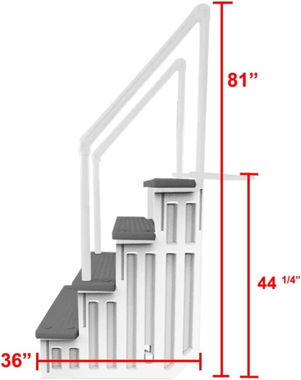 Select Anti-Slip in-Pool Steps | Gray | for Above Ground Swimming Pools | Can Mount to Decks 48′′ to 54′′ H | Safety Stairs Capacity Up to 300 lbs - Image 16
