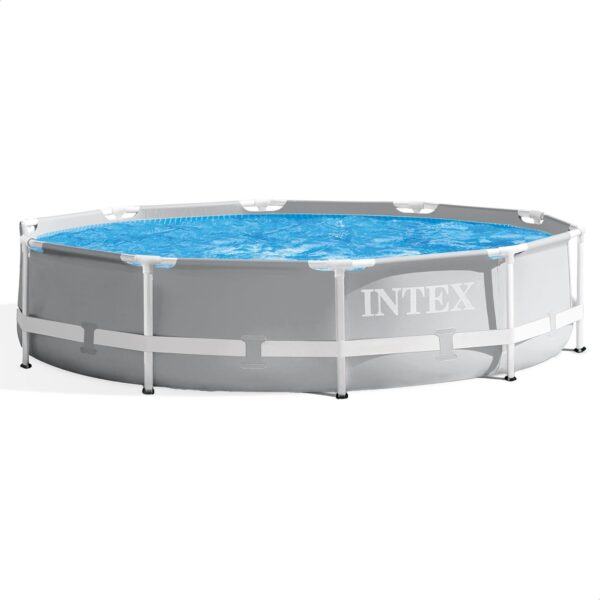 Above Ground Swimming Pool, 12' x 30", Prism Frame, Gray - Large Backyard Outdoor Round Summer Pool for Family, Easy Set Up, 24-Inch Deep Water - Image 2