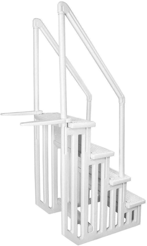 Select Above Ground Anti-Slip Pool Steps to Deck | Safety Swimming Pool Ladder | Designed for Above Ground Swimming Pools | Holds Up to 400 Pounds | White - Image 4
