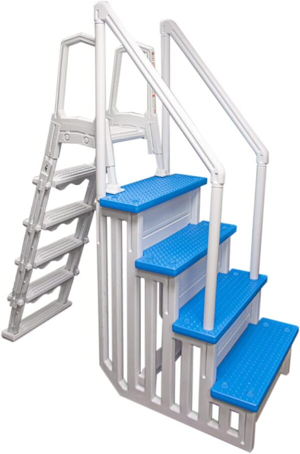 Select Anti-Slip in-Pool Steps | Gray | for Above Ground Swimming Pools | Can Mount to Decks 48′′ to 54′′ H | Safety Stairs Capacity Up to 300 lbs - Image 44
