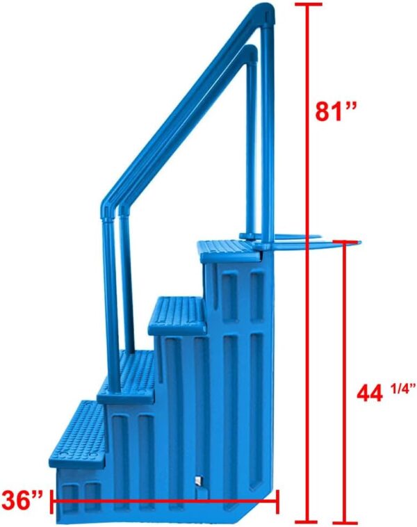 Select Anti-Slip in-Pool Steps | Gray | for Above Ground Swimming Pools | Can Mount to Decks 48′′ to 54′′ H | Safety Stairs Capacity Up to 300 lbs - Image 9