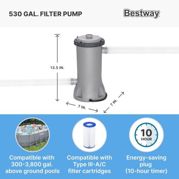 Bestway Oval Above Ground Pool Set (10' x 6'7" x 33")| Includes Filter Pump & ChemConnect Dispenser - Image 59