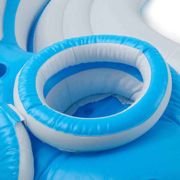 56299EP 145 x 125 x 20 Inch Splash N Chill Inflatable Lake and Pool Relaxation Island Lounger Seat for up to 7 Adults, Blue and White - Image 5