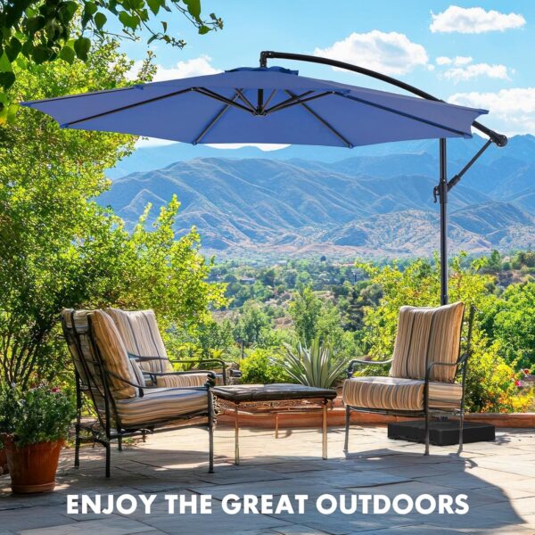9.8FT Offset Patio Umbrella Hanging Cantilever Umbrella Outdoor Sun Shade with Easy Tilt Adjustment, 8 Ribs, UV Protection for Backyard, Lawn, Garden and Pool, Blue - Image 24