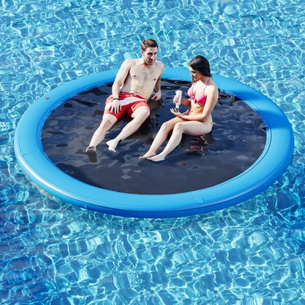 Round Inflatable Floating Dock, Sunchill Float Ring, Hammock Tanning Pool with 4in Woven Fabric, Manual Pump for 1-2 Min Quick Inflate/Deflate, Fits 2-8, Ideal for Lakes, Pools, Oceans - Image 27