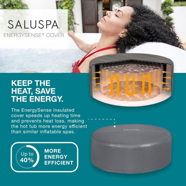 Bestway SaluSpa Fiji AirJet Large Round 2 to 4 Person Inflatable Hot Tub Portable Outdoor Spa with 120 AirJets and EnergySense Cover, Grey - Image 6
